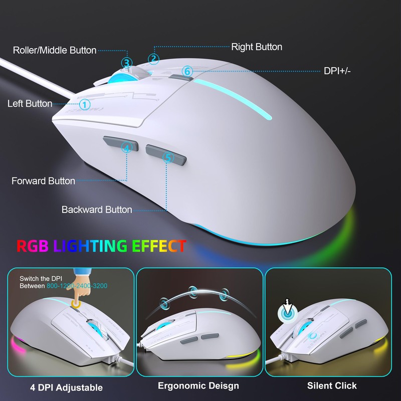 Snpurdiri Wired Keyboard and Mouse Combo,81 Keys Compact Mechanical Keyboard,Retro