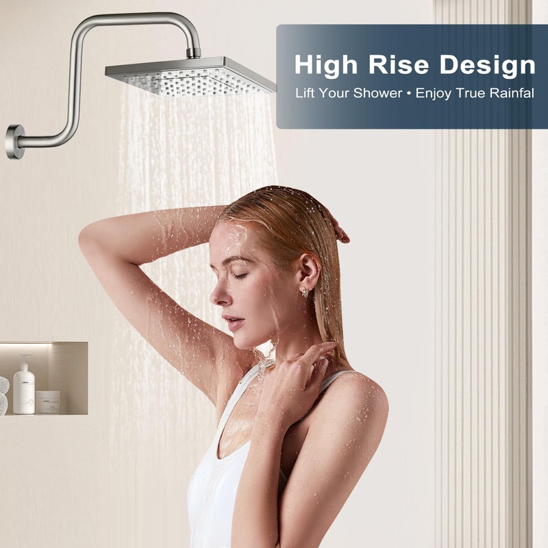 BRIGHT SHOWERS 13 Inch Shower Head Extension Arm with Flange