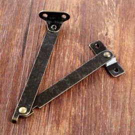 4 PCS Bronze Folding Lid Support Hinges for Lid Display Furniture Support Stay Hinge Cabinet Cupboard Box Lift Up (Folded Size: Length:4-1/4", Width:7/16")