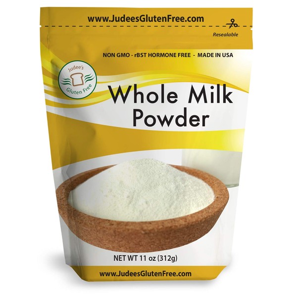 Judee's Whole Milk Powder (11 Oz): NonGMO, rBST Hormone Free, USA Made, Pantry Staple - Baking Ready, Great for Travel
