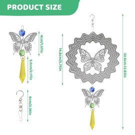 Butterfly Wind Spinners Outdoor with Pendant, 3D Metal Hanging Wind Spinners, Stainless Steel Kinetic Garden Yard Spinner for Decoration Indoor Art Home Ornament Window