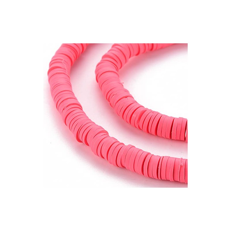 Handmade Polymer Clay Heishi Beads 6mm x 1mm – Cerise