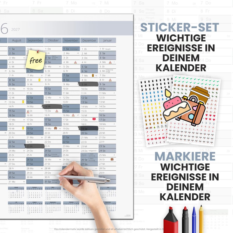 XXL Annual Calendar 2026 + January 2027 Year Planner in