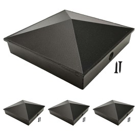 6x6 Black Fence Post Caps Powder-Coated Aluminum Pyramid Deck Caps for 6x6 Nominal Outdoor Wood Posts (Actual/True 5.5" x 5.5") Durable and Stylish Cap Cover 4 Pack
