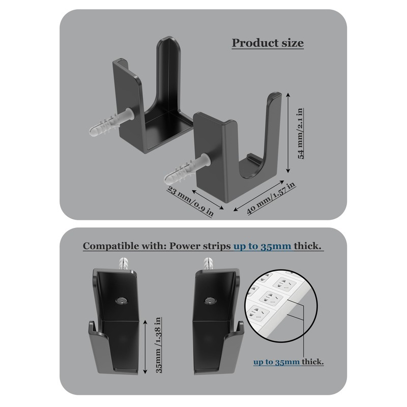 NOTMBESTM Power Strip Holder, 2 Set Power Strip Wall Mount,