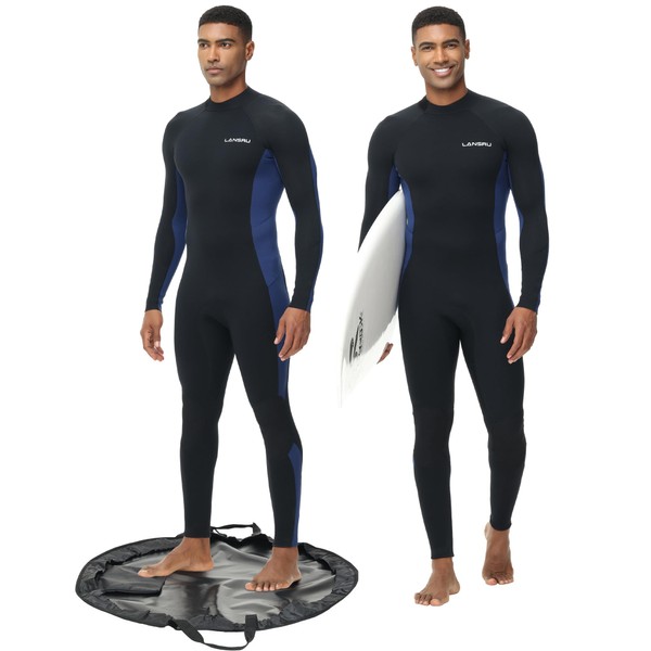 Lansru Men Wetsuits with Waterproof Changing Mat Bag, Upgrade CR