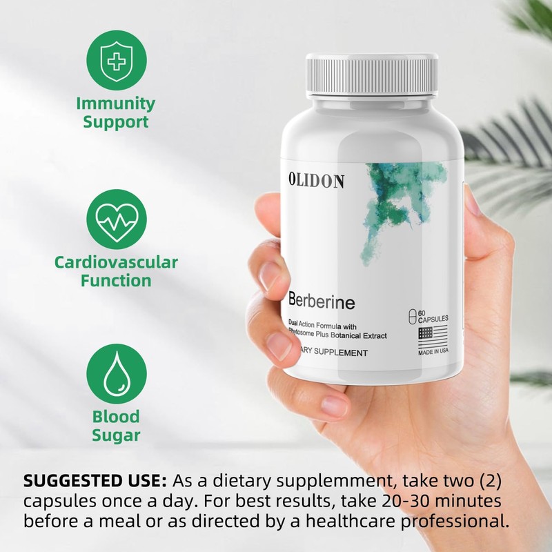 Olidon New Berberine Supplements 1000mg Per Bottle - 30 Servings