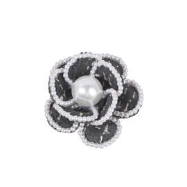 Pearl Brooch Pins，Flower Brooches for Women，Pearl Brooch Pins for Women，Wedding Hair Accessories (Black)