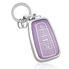 OFF WE GO for Toyota Key Fob Cover with Keychain, Soft TPU Key Case Protection Compatible with Toyota RAV4 Camry Corolla 4Runner Highlander Prius GT86 Avalon C-HR Key Accessories, Purple