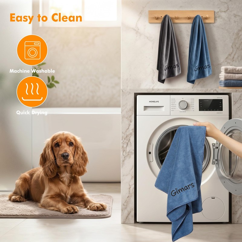 Gimars Super Absorbent Dog Towel, Microfibre Dog Drying Towel for