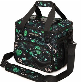 SUNNY BIRD 12L Large Insulated Lunch Bag, Foldable Lunch Cooler Box for Women Adult and Men, Fits 18 Cans (Floral & Foliage)