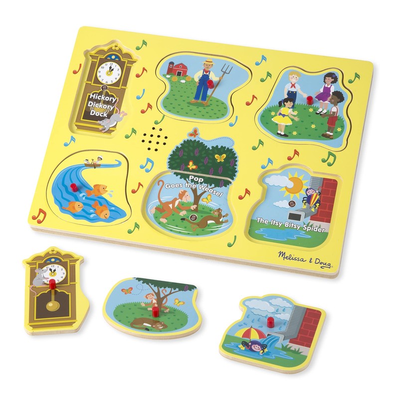Melissa & Doug Rompecabezas de Madera con Clavijas, Sing-Along Nursery