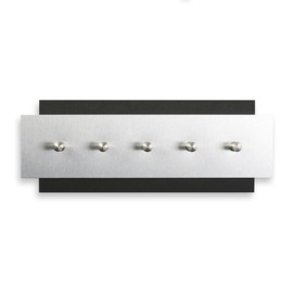 Kreative Feder Designer Key Holder Made of Wood and Brushed Aluminium in Modern Metallic Look Silver/Black