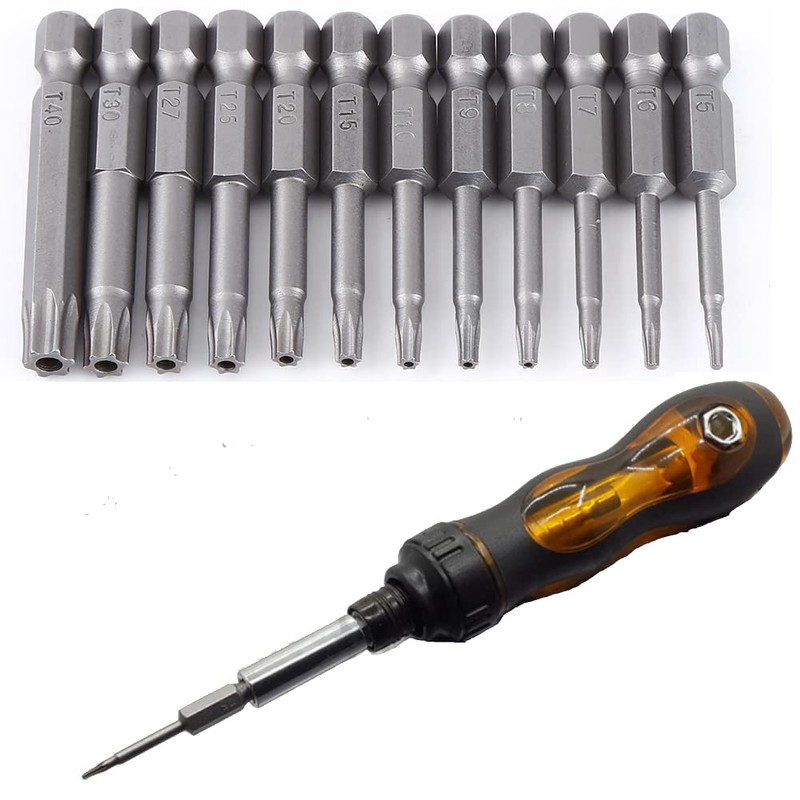 Star Head Bit 12pcs 1/4" Shank 50mm S2 Steel Magnetic
