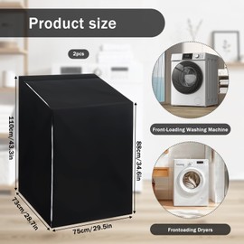 JJUNW 2Pack Washer and Dryer Covers, Washing Machine Cover, Waterproof Dustproof Laundry Dryer Protect Cover Zipper Design for Most Top and Front Load Machines