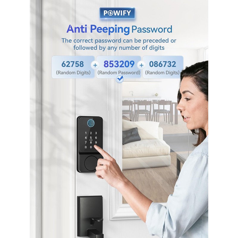 POWIFY Keyless Entry Door Lock with Handle, APP Control Smart