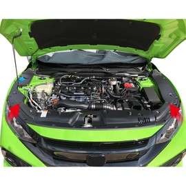 IKON MOTORSPORTS, Engine Bay Side Panel Covers Compatible With 2016-2020 Honda Civic, Unpainted ABS Long Version X Gen 10 Generation Interior Body Part Engine Covers Case Guards, Left Right Side