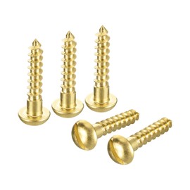 sourcing map Wood Screws M6 x 30mm Slotted Round Head Brass Self-Tapping Screw WoodWorking Screw 10 Pcs