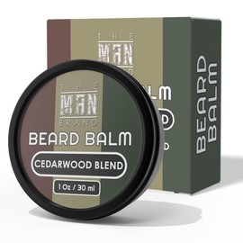 The Man Brand Cedarwood Blend Beard Balm for Men - Natural Beeswax Leave-In Conditioning Formula for Styling and Care (1 Ounce, Cedarwood Blend)