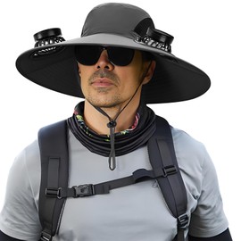 Birthday Gifts for Men Dad Husband Outdoor Wide-Brimmed Sun Hat with 2 Solar Fans,Rechargeable Built-in Fan Fisherman's Cap, Outdoor Fishing Sun Protection Gear Multi
