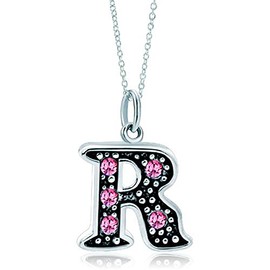 LovelyJewelry Pink Letter R Alphabet Initial Charms Bead Necklace Pendant