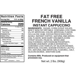 Cappuccino Supreme 2 lb bag Fat Free French Vanilla Instant Cappuccino Mix