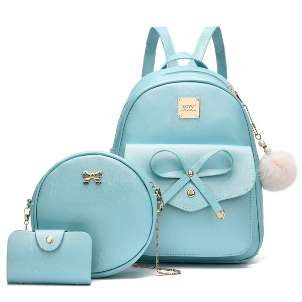 ZGWJ Mini Leather Backpack Purse 3-Pieces Bowknot Small Backpack Cute Casual Travel Daypacks for Women