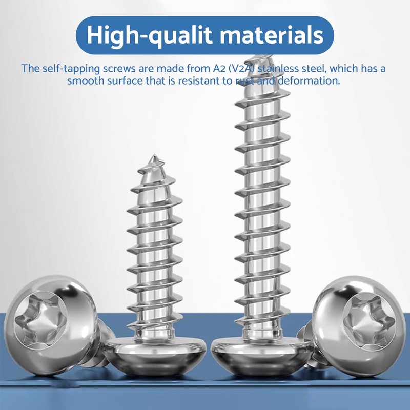 HAISHANG Pack of 50 Self-Tapping Screws M4 x 18 mm,