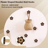 MOROBOR 6pcs Flower Shaped Wooden Cabinet Knobs, Single Hole Walnut