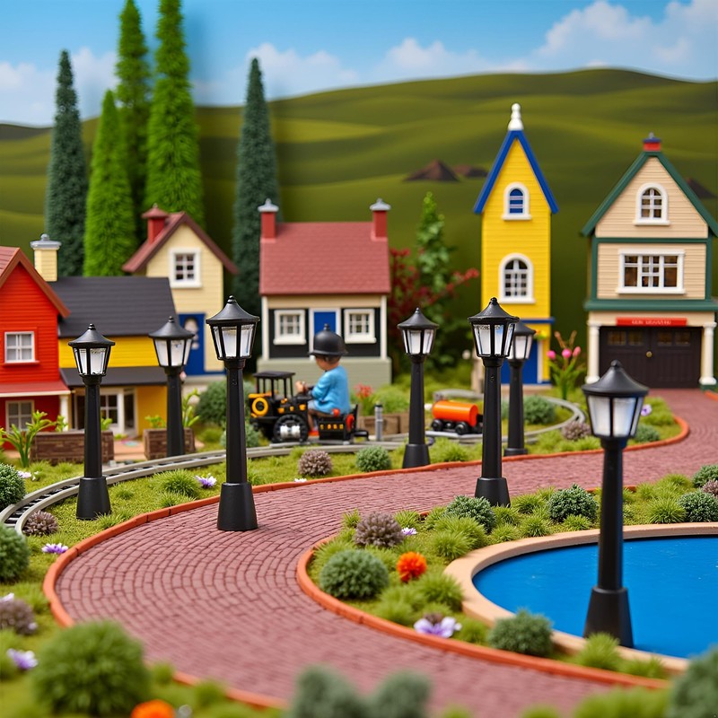 aoukoslt 10PCS Mini Street Light Model Railway Train Lamp Miniature