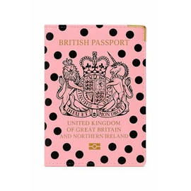 ORCHIDS British Passport Wallet PU Leather Passport Holder Cover for Men and Women (Polka Dot(Baby Pink))