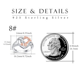 Mutter Tochter Ringe 925 Sterling Silber Mutter Ringe Herzförmiger Ring Mutter halten Kinderhand Muttertag Schmuck Geschenke für Mama Frauen(Drei Kinder）