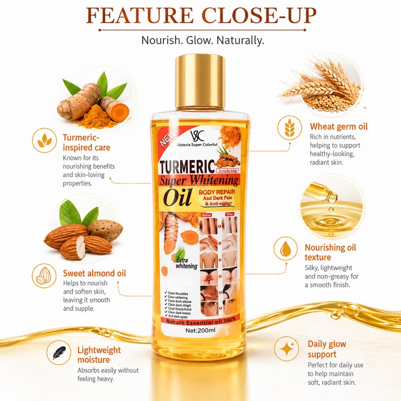 Turmeric Body Oil for Glowing Skin – Nourishing Brightening Moisturizer