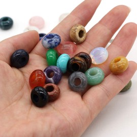 abalorio sueltas de piedra semipreciosa natural con agujero grande, forma de ábaco, ópalo, amatista, unakita, abalorio de cuarzo rosa, para hacer collares, pulseras, 6 x 12 mm