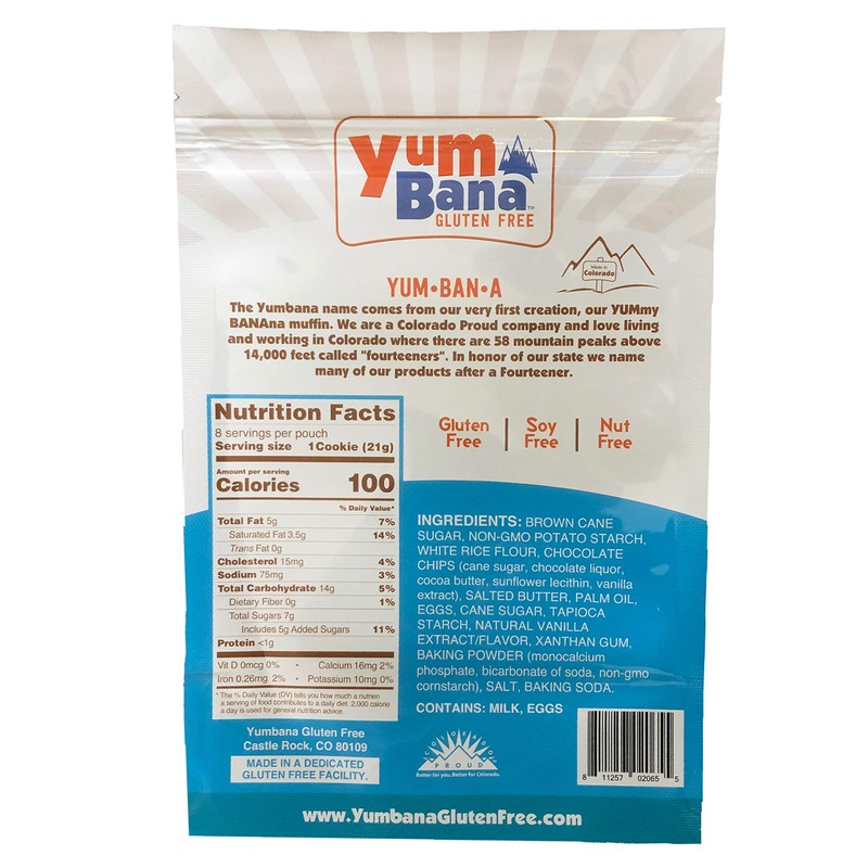 Yumbana Gluten Free Chocolate Chip Cookies - 2 Pack