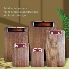 Mini Clipboard Set with Base - Hardwood Walnut Material, Portable and Compact Memo Board for Note Taking and Memo Pad On-The-Go