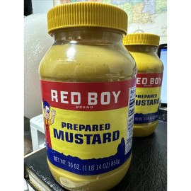 Red Boy Brand Prepared Mustard 30 oz NO Garlic New Factory Sealed Hard to FiND