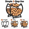 2-Tier Round Metal Firewood Rack – Heavy-Duty Fireplace Log Holder