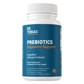 Dr. Tobias Prebiotics Digestive Support, Advanced Prebiotic Supplement for Gut Health, Immune Function & Boost for Probiotics for Women & Men, Vegan, Non-GMO, 60 Capsules, 60 Servings