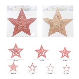 Yurosiay Glitter Stars for Hanging, Set of 7, Hollowed Glitter Paper Stars, Decoration, Large Hanging Decoration, Star, Christmas Decoration, Star Hanging for Wedding Party, Christmas Tree Decoration,