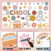 JarThenaAMCS 73 Pcs Retro Groovy Bulletin Board Decoration Set Boho