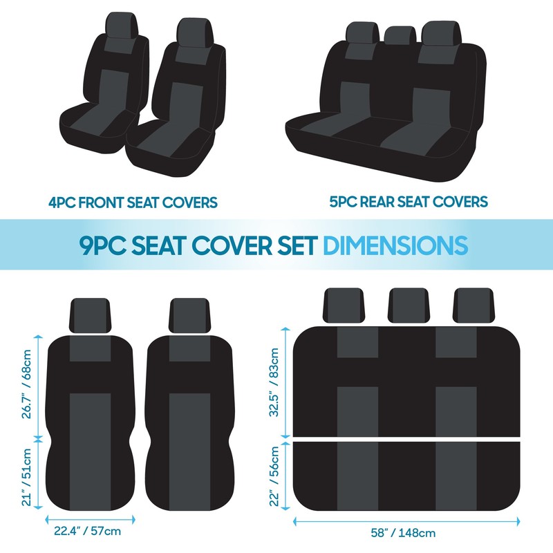 BDK PolyPro Car Seat Covers Full Set in Blue Gray