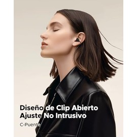 truefree C10 Audífonos Inalámbricos, Audífonos de Oído Abiertos con Clip, Bluetooth 5.4, Sonido Espacial, 28 Horas, Resistencia al Agua IPX5, Llamadas Nítidas, Conexión Dual, App Personalizable