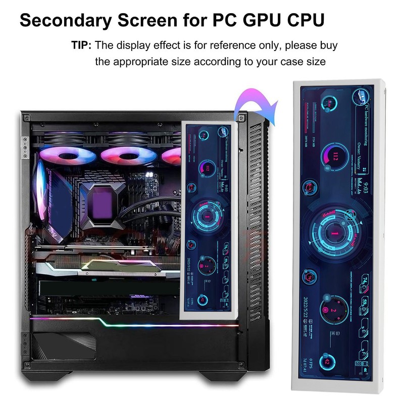 8.8in PC Temp Monitor USB C PC Sensor Panel Display