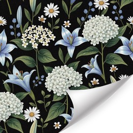 HLNIUC Dark Flower Wallpaper,Vintage Flower Self Adhesive,Floral Wallpaper for Bedroom(44x300cm) Black Botanical Floral Wall Stikcers,Wrap for Furniture Sticker Bedroom Bathroom Walls Cabinets