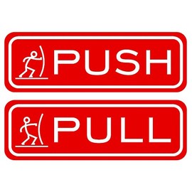 Fun Horizontal Push Pull Door Sign (Red) - Small