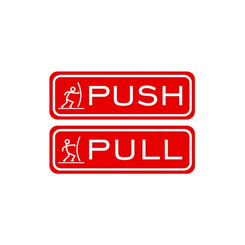 Fun Horizontal Push Pull Door Sign (Red) - Small