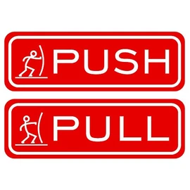Fun Horizontal Push Pull Door Sign (Red) - Small