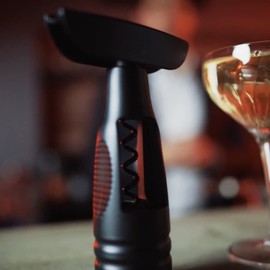 Fackelmann 15cm Specter Corkscrew - Suitable for Cork and Plastic Corks - Hardened Steel and High Quality Plastic in Matt Black and Silver - Great Bar Accessory