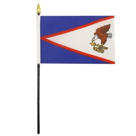 American Samoa Table Flag 4'' x 6'' - American Samoan Desk Flag 15 x 10 cm - golden spear top - AZ FLAG